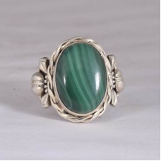 Malachite gemstone ring, handmade ring, sterling silver ring